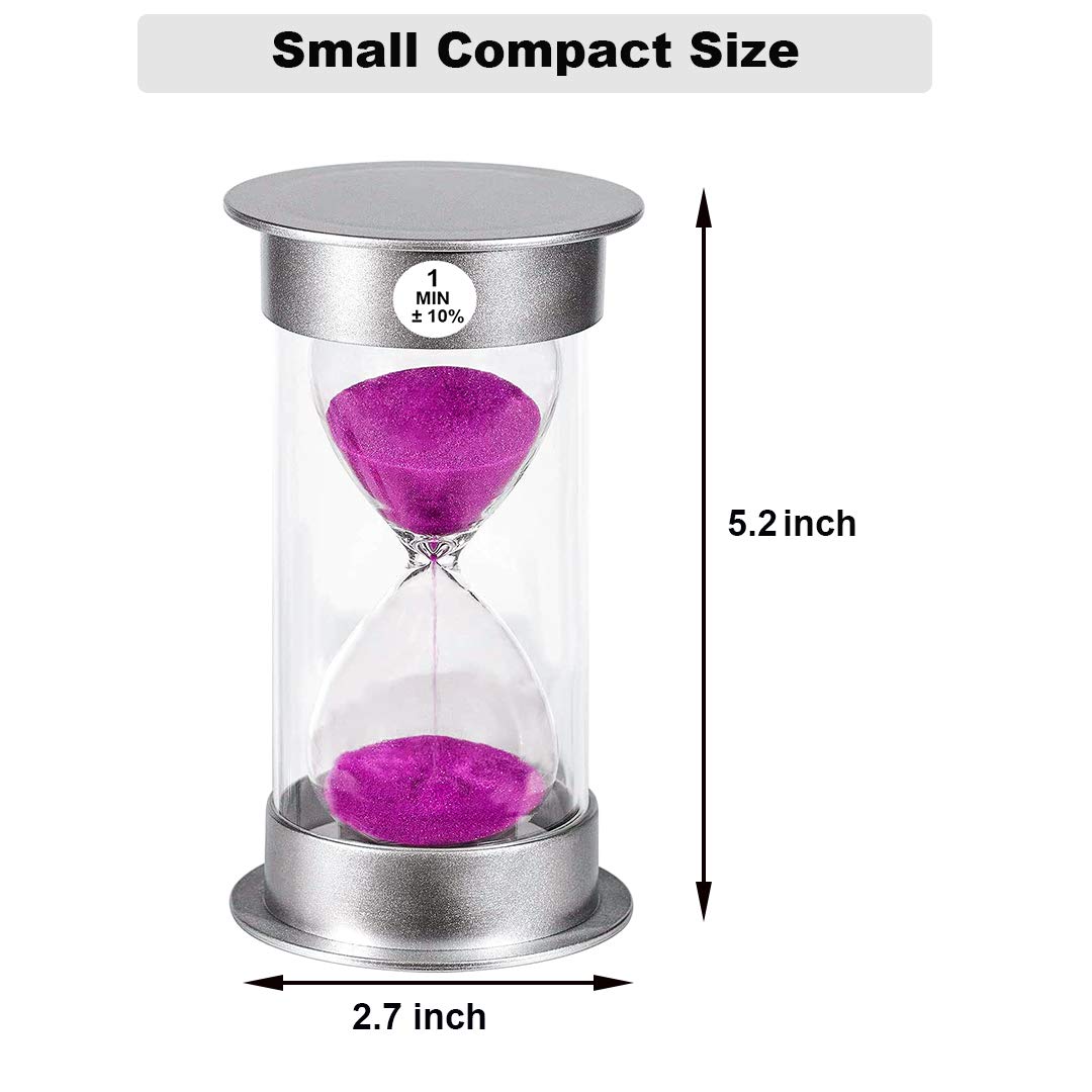 Suliao Sand Timer 1 Minute Hourglass, Unbreakable Colorful Sand Watch 1 Min, Large Purple Sand Clock One Minute, Plastic Hour Gl